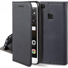 Кожен калъф Flip тефтер със стойка за Huawei P9 Lite Mini / Y6 Pro 2017 - черен / ромбове / Flexi