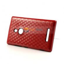 Заден предпазен твърд гръб със силиконов кант за Nokia Lumia 925 - Cube texture / червен