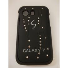 Заден предпазен твърд гръб / капак / с камъни за Samsung Galaxy Y S5360 - черен