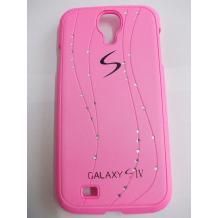 Заден предпазен твърд гръб / капак / с камъни за Samsung Galaxy S4 I9500 / Samsung S4 i9505 - розов