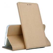 Кожен калъф Magnet Case със стойка за Samsung Galaxy A22 4G – златист