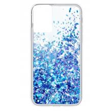 Луксозен твърд гръб / кейс / 3D Water Case за Samsung Galaxy A52 / A52S 5G - прозрачен / течен гръб с брокат / син