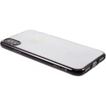 Оригинален силиконов калъф / гръб / TPU G-Case Plating за Apple iPhone XR - прозрачен / черен кант