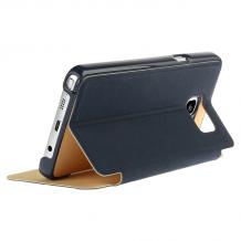 Луксозен калъф Flip тефтер със стойка S-View Baseus Terse Leather Series за Samsung Galaxy Note 5 N920 / Samsung Note 5 - тъмно син
