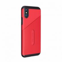 Оригинален твърд гръб Baseus Card Pocket Case за Apple iPhone X - червен