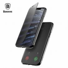 Луксозен силиконов калъф Baseus Touchable Flip Case за Apple iPhone XS MAX - черен