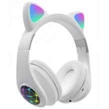 Стерео LED слушалки Bluetooth Cat Ear / Wireless Headphones / безжични LED слушалки Cat Ear M2 - бели