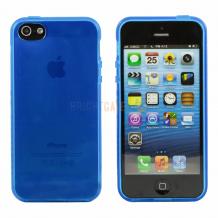 Силиконов калъф / гръб / TPU за Apple iPhone 5 / 5S - прозрачен / тъмно син