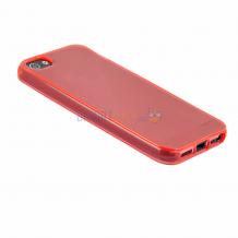 Силиконов калъф / гръб / TPU за Apple iPhone 5 / 5S - прозрачен / червен
