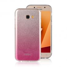 Луксозен силиконов калъф / гръб / TPU Kakusiga за Samsung Galaxy A5 2017 A520 - преливащ брокат / розово и сребристо