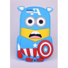 Силиконов калъф / гръб / TPU 3D за Apple iPhone 6 / 6S - син / Minion Captain America