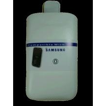 Кожен калъф с издърпване за Samsung Galaxy Y Duos S6102 - Бял