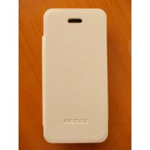 Луксозен кожен калъф Flip тефтер Remax за Apple iPhone 5 / iPhone 5S - бял
