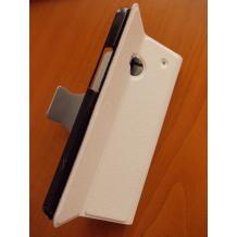 Кожен калъф Flip тефтер S-View със стойка за HTC One M7 - бял
