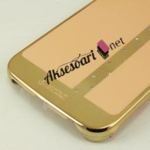 Луксозен твърд гръб RAYOUT diamond case за Samsung Galaxy S6 Edge G925 - златист / с камъни