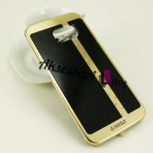 Луксозен твърд гръб RAYOUT diamond case за Samsung Galaxy S6 Edge G925 - черен / с камъни