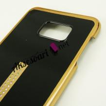 Луксозен твърд гръб RAYOUT diamond case за Samsung Galaxy S6 Edge+ G928 / S6 Edge Plus - черен / с камъни