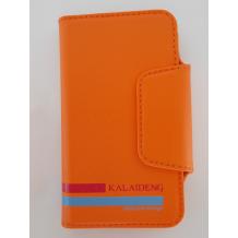 Универсален кожен калъф Flip тефтер Kalaideng Versal за Sony Ericsson Xperia X12 Arc LT15i  - оранжев / 3.8'' - 4.2''