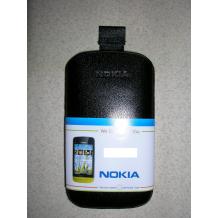 Кожен калъф с издърпване за Nokia C6 - черен