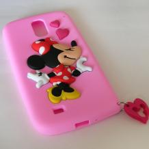 Силиконов калъф / гръб / TPU 3D за Samsung Galaxy S5 G900 - розов / Minnie Mouse