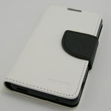 Кожен калъф Flip тефтер Mercury Fancy Diary със стойка за Sony Xperia Z3 Compact / Z3 Mini - бяло и черно