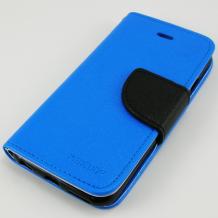 Кожен калъф Flip тефтер Mercury Fancy Diary със стойка за Apple iPhone 6 4.7" - син с черно