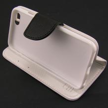 Кожен калъф Flip тефтер Mercury Fancy Diary със стойка за Apple iPhone 6 4.7" - бял с черно
