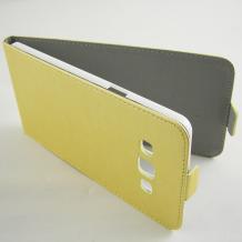 Кожен калъф Flip тефтер Flexi за Samsung Galaxy A7 SM-A700 / Samsung A7 - златен