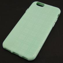 Силиконов калъф / гръб / TPU за Apple iPhone 6 4.7" - зелен / квадрати
