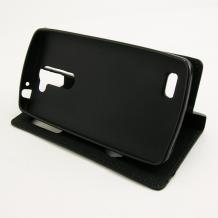 Кожен калъф Flip тефтер S-view SS Case със стойка за LG L Bello D331 - черен