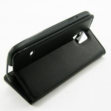 Кожен калъф Flip тефтер Flexi със стойка за Samsung Galaxy S5 mini G800 / Samsung S5 Mini - черен 
