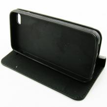 Кожен калъф Flip тефтер Flexi със стойка за Apple iPhone 5 / iPhone 5S - черен