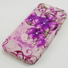 Силиконов калъф / гръб / TPU за Apple iPhone 5 / iPhone 5S - Beautiful / Purple Flowers с ксмъни