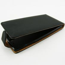 Кожен калъф Flip тефтер със силиконов гръб Flexi за Sony Xperia C3 D2533 - черен