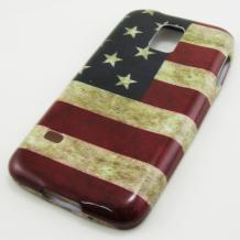 Силиконов калъф / гръб / TPU за Samsung Galaxy S5 mini G800 / Samsung S5 Mini - Retro American flag