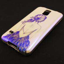 Силиконов калъф / гръб / TPU за Samsung G900 Galaxy S5 - Girl Swan / жълт