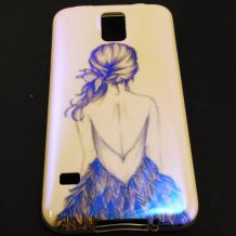 Силиконов калъф / гръб / TPU за Samsung G900 Galaxy S5 - Girl Swan / жълт