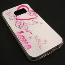 Силиконов калъф / гръб / TPU за Samsung Galaxy S6 Edge G925 - бял / Love