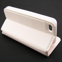 Кожен калъф Flip тефтер Flexi със стойка за Apple iPhone 5 / iPhone 5S - бял