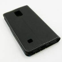 Кожен калъф Flip тефтер със стойка за Samsung Galaxy Note 4 N910 / Samsung Note 4 - черен