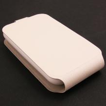 Ултра тънък кожен калъф Flip тефтер Flexi за Nokia Asha 230 - бял