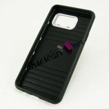 Луксозен силиконов калъф / гръб / TPU ROYCE за Samsung Galaxy S7 G930 - черен / сребрист кант