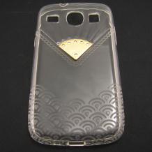 Луксозен силиконов калъф / гръб / TPU с камъни FANCY Series за Samsung Galaxy Core I8260 / I8262 - прозрачен
