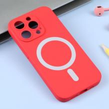 Силиконов калъф / кейс / MagSafe Case за Apple iPhone 13 (6.1) - червен