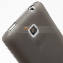 Силиконов гръб / калъф / TPU за LG Optimus L3 / Е400 - сив / прозрачен