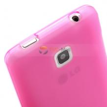 Силиконов калъф / гръб / TPU за LG Optimus L3 II Dual E435 - розов / прозрачен