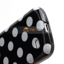 Силиконов калъф / гръб / TPU за Samsung Galaxy S4 mini S IV SIV Mini I9190 I9195 I9192 - черен с бели точки