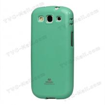 Луксозен силиконов гръб / калъф / TPU за Samsung Galaxy S3 I9300 / Samsung SIII I9300 - JELLY CASE Mercury / зелен с брокат