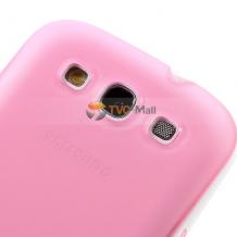 Силиконов гръб / калъф / TPU за Samsung Galaxy S3 I9300 / SIII I9300 - розов с бял кант
