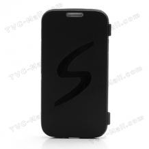 Силиконов калъф / гръб / ТПУ Flip тефтер за Samsung Galaxy S4 S IV SIV I9500 I9505 - черен